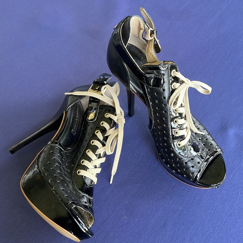 Rare! Jorge Bischoff - Black Leather- 5” Heels / 1.25” Platform - Size 7